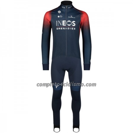 Completo Maglia ML + Pantaloncino con bretelle ML 2023 INEOS Grenadiers Blu Scuro